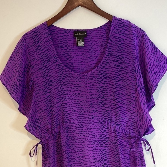 Central Park West 100% Silk Purple Snakeskin Print Blouse Size XXS - Picture 3 of 11